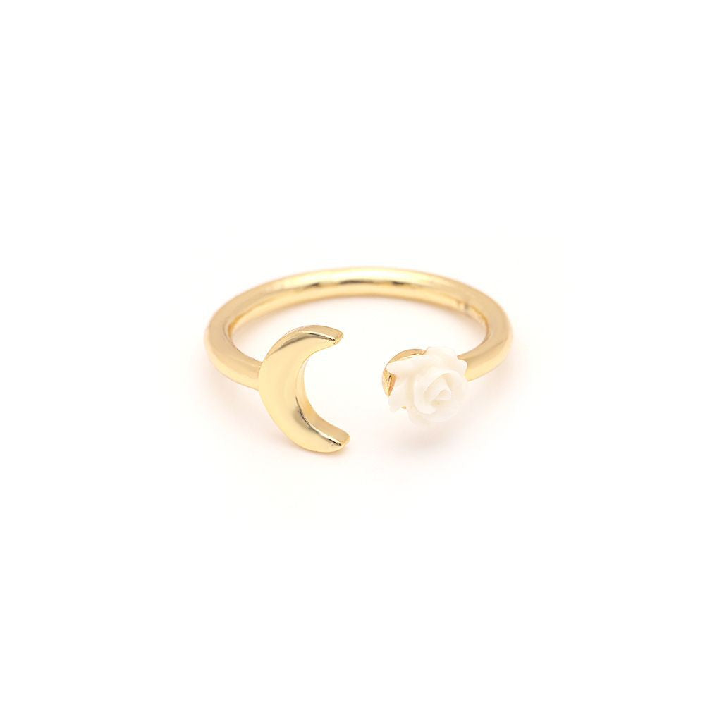 Gold Crescent Moon Open Ring