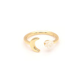 Gold Crescent Moon Open Ring