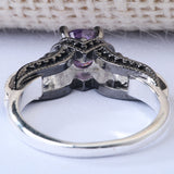 Champagne CZ Black Skull Solitaire Ring