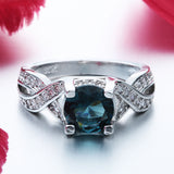 London-Blue Round CZ Twisted Shank Ring