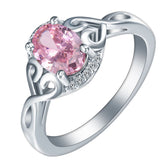 Purple Oval CZ Scroll Filigree Ring