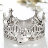 Heart Lock Crown CZ Ring