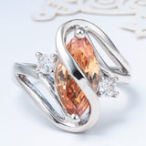Champagne Marquise CZ Swirl Bypass Ring