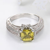 Yellow Princess-Cut CZ Wide Pavé Ring