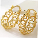 Openwork Filigree Basket Hoop Earrings
