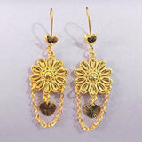 Sunflower Medallion Chain Drop Earrings