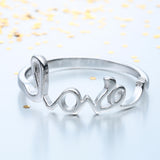 Silver Love Script Word Ring