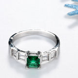 Emerald-Green Princess CZ Baguette Side Ring