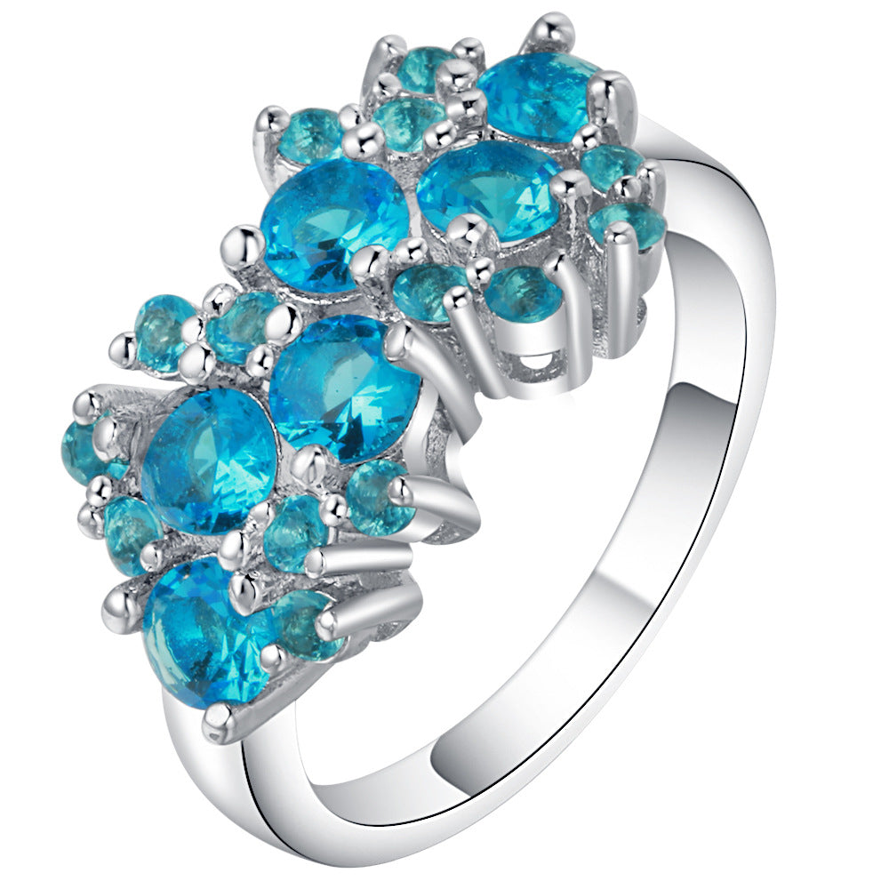 Aqua CZ Cluster Cocktail Ring