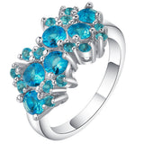 Aqua CZ Cluster Cocktail Ring