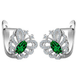 Green Marquise CZ Fleur Filigree Leverback Earrings
