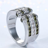 Olive and Clear Baguette CZ Open Ring