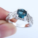 London-Blue Round CZ Twisted Shank Ring