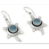 Sea Turtle Blue Cabochon Hook Earrings