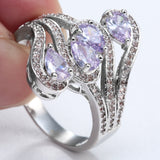 Purple Marquise CZ Four-Stone Wave Ring