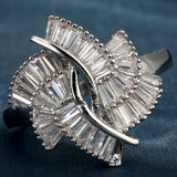 Baguette CZ Fan Wave Statement Ring