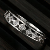 Openwork Lattice Pattern CZ Band Ring