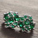 Emerald-Green Round CZ Cascade Cluster Ring