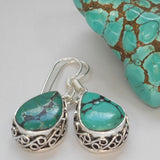 Turquoise-Look Filigree Teardrop Earrings