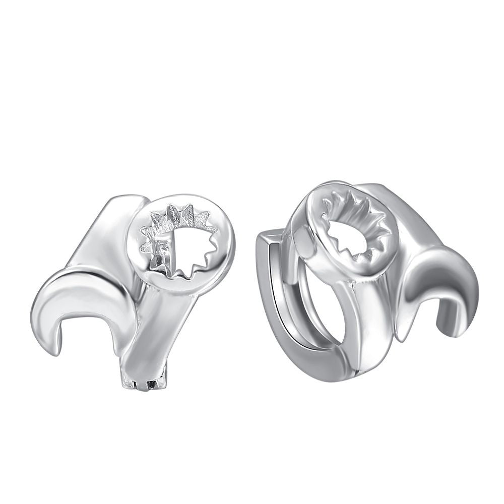 Polished Wrench Huggie Earrings