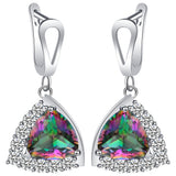 Rainbow Mystic Trillion CZ Halo Jewelry Set
