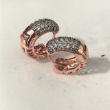 Rose Gold Pavé CZ Wide Huggie Earrings