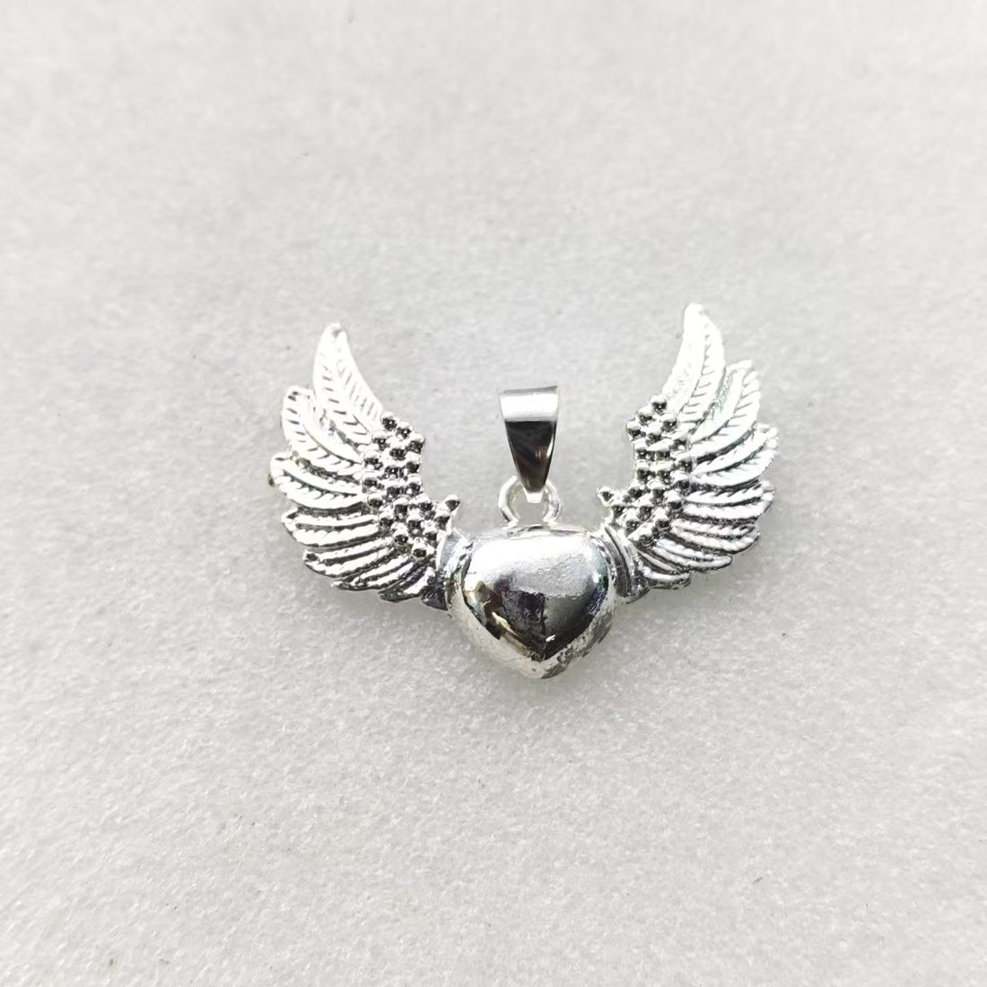 Angel Wing Puffy Heart Pendant