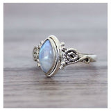 Moonstone-Look Marquise Scroll Bezel Ring
