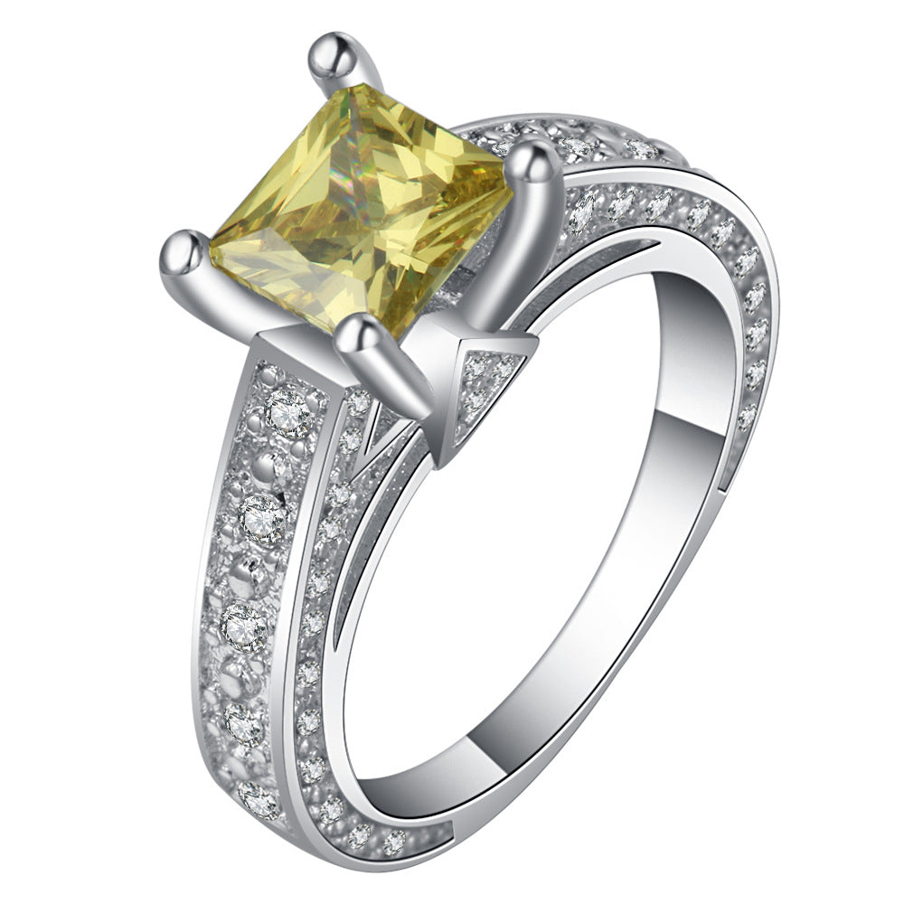 Yellow Princess-Cut CZ Pavé Band Ring