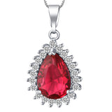 Ruby-Red Pear CZ Halo Jewelry Set