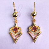 Red CZ Heart Arrowhead Drop Earrings