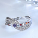 Pink and Purple CZ Pave Wave Ring