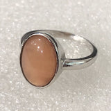 Peach Oval Cabochon Bezel Ring
