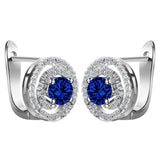 Green Round CZ Butterfly Halo Leverback Earrings