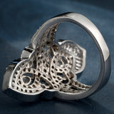 Pave CZ Openwork Lace Shield Ring