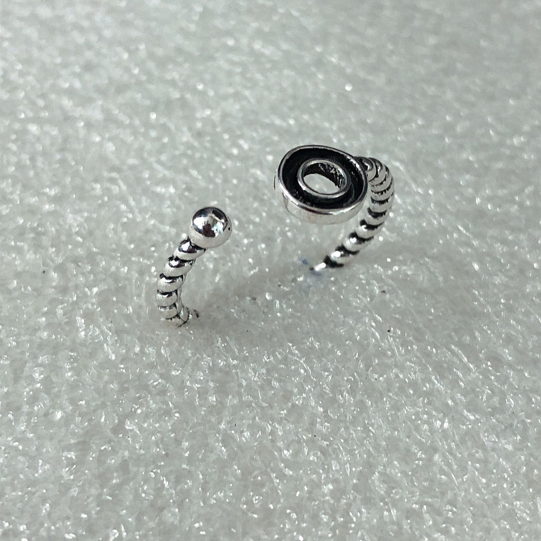 Black Enamel Circle Beaded Open Ring