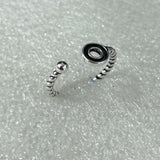 Black Enamel Circle Beaded Open Ring
