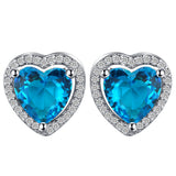 Aqua Heart CZ Halo Jewelry Set
