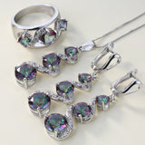 Rainbow Mystic CZ Swirl Drop Jewelry Set