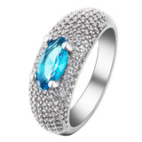 Aqua Marquise CZ Pavé Dome Ring