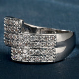 Triple-Row Pavé CZ Bypass Ring