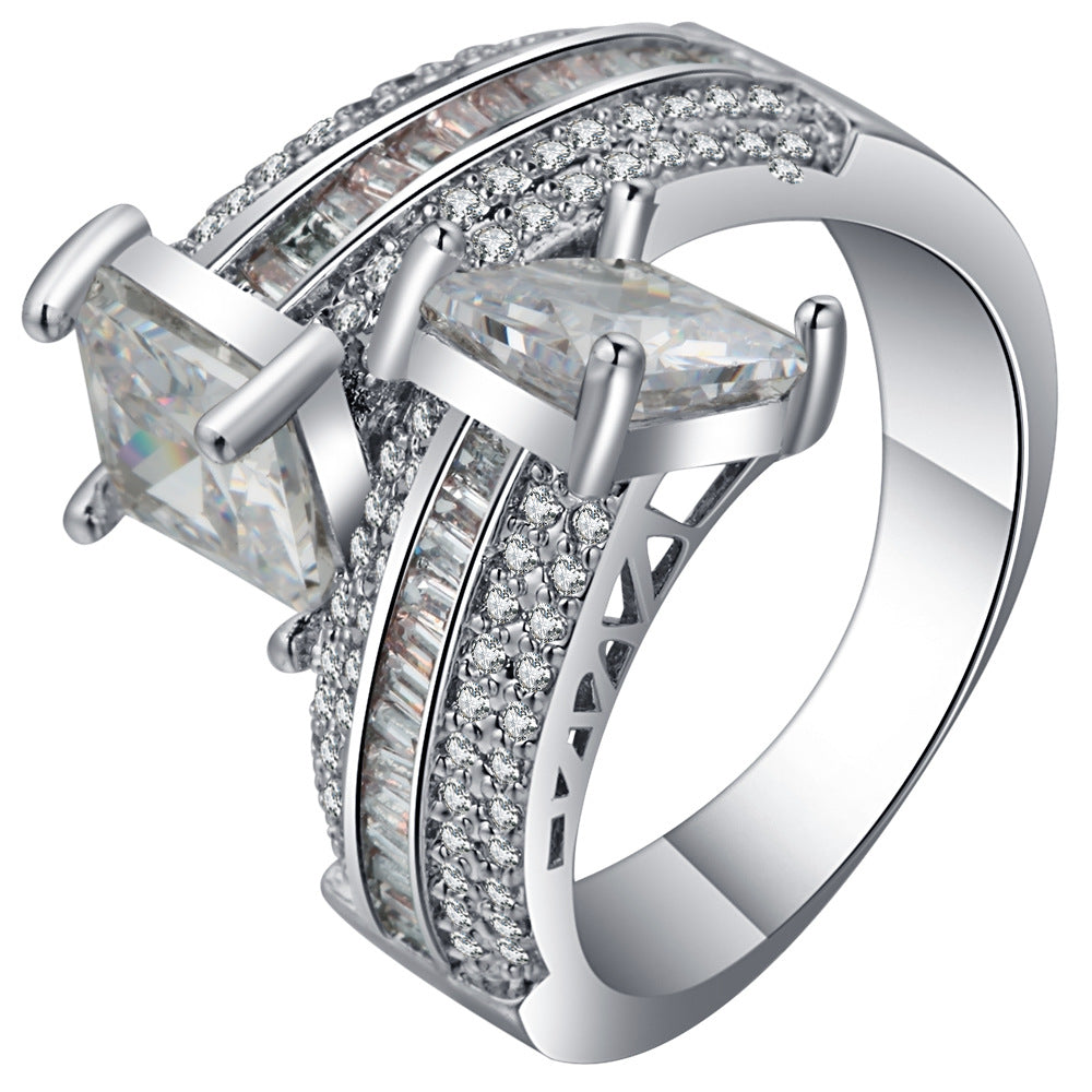 Princess and Marquise CZ Multi-Row Ring