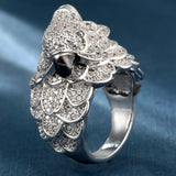 Parrot Head CZ Pave Statement Ring
