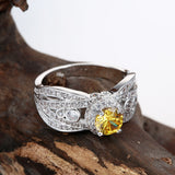 Yellow Round CZ Wide Pavé Ring