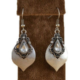 Ruby-Red Teardrop Leaf Antique Drop Earrings