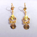 Flower Medallion Fan Charm Drop Earrings