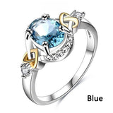 Aqua Oval CZ Celtic Knot Ring