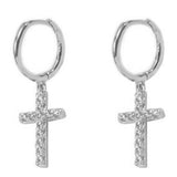 Textured Cross Huggie Drop Earrings