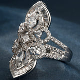 Pave CZ Openwork Lace Shield Ring