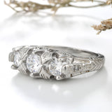 Round CZ Heart Openwork Band Ring